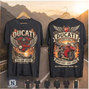 Ducati Born To Race Italian Speed Motorcycle Biker T Shirt