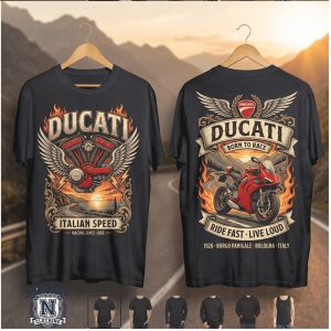 Ducati Born To Race Italian Speed Motorcycle Biker T Shirt