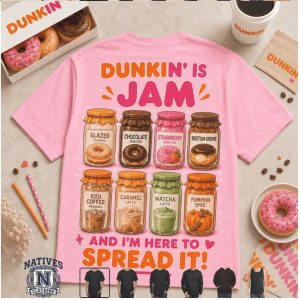 Dunkin Coffee Donut Sweet Jars Jam Design Casual Graphic T Shirt