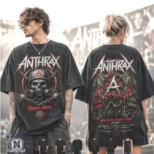 Anthrax Worldwide Assault Tour Thrash Metal Skull Graphic T Shirt
