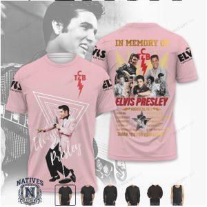 Elvis Presley In Memory Of TCB Legacy Pink Graphic T Shirt
