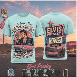 Elvis Presley Road Trip Vibes Retro Date Night Light Blue T Shirt