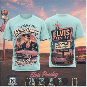 Elvis Presley Road Trip Vibes Retro Date Night Light Blue T Shirt