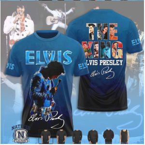 Elvis Presley The King Blue Signature Concert Stage Legend T Shirt
