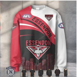 Essendon Bombers AFL Graphic City Skyline T Shirt Sweatshirt