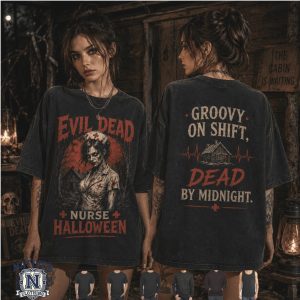 Evil Dead Nurse Halloween Groovy Dead By Midnight T Shirt