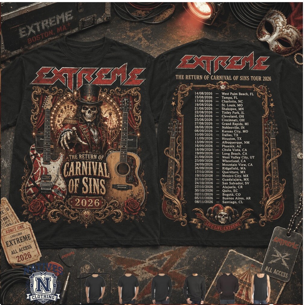 Extreme Carnival Of Sins Tour 2026 Rock Band Concert T Shirt Extreme Carnival Of Sins Tour 2026 Rock Band Concert T Shirt