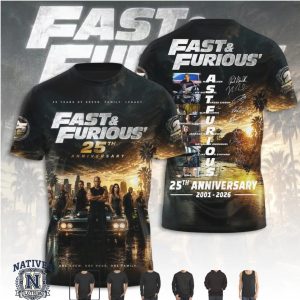 Fast And Furious 25th Anniversary One Crew Legacy T Shirt