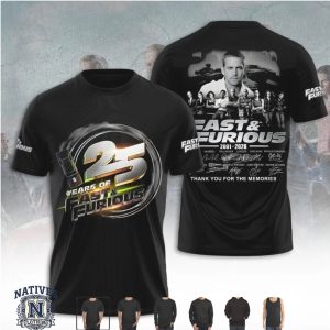 Fast And Furious 25th Anniversary Thank You For The Memories T Shirt