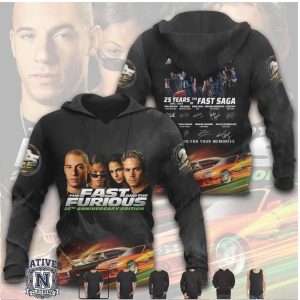 Fast And The Furious 25th Anniversary Saga Cast Graphic T Shirt