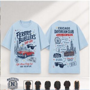 Ferris Bueller Chicago Skyline Daydream Club Vintage Movie T Shirt