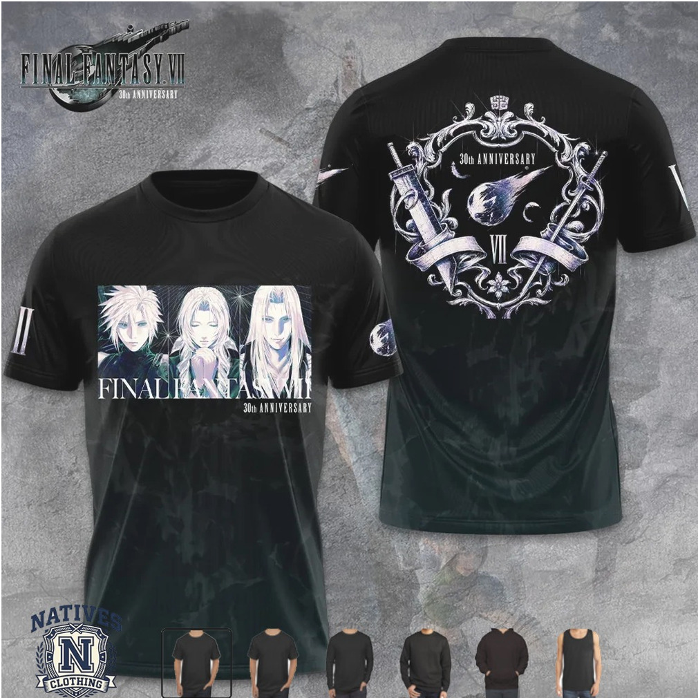 Final Fantasy VII 30th Anniversary Cloud Sephiroth Character T Shirt Final Fantasy VII 30th Anniversary Cloud Sephiroth Character T Shirt