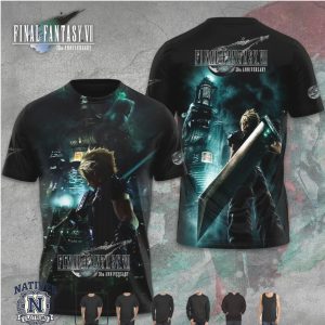 Final Fantasy VII 30th Anniversary Cloud Strife Night City Graphic T Shirt