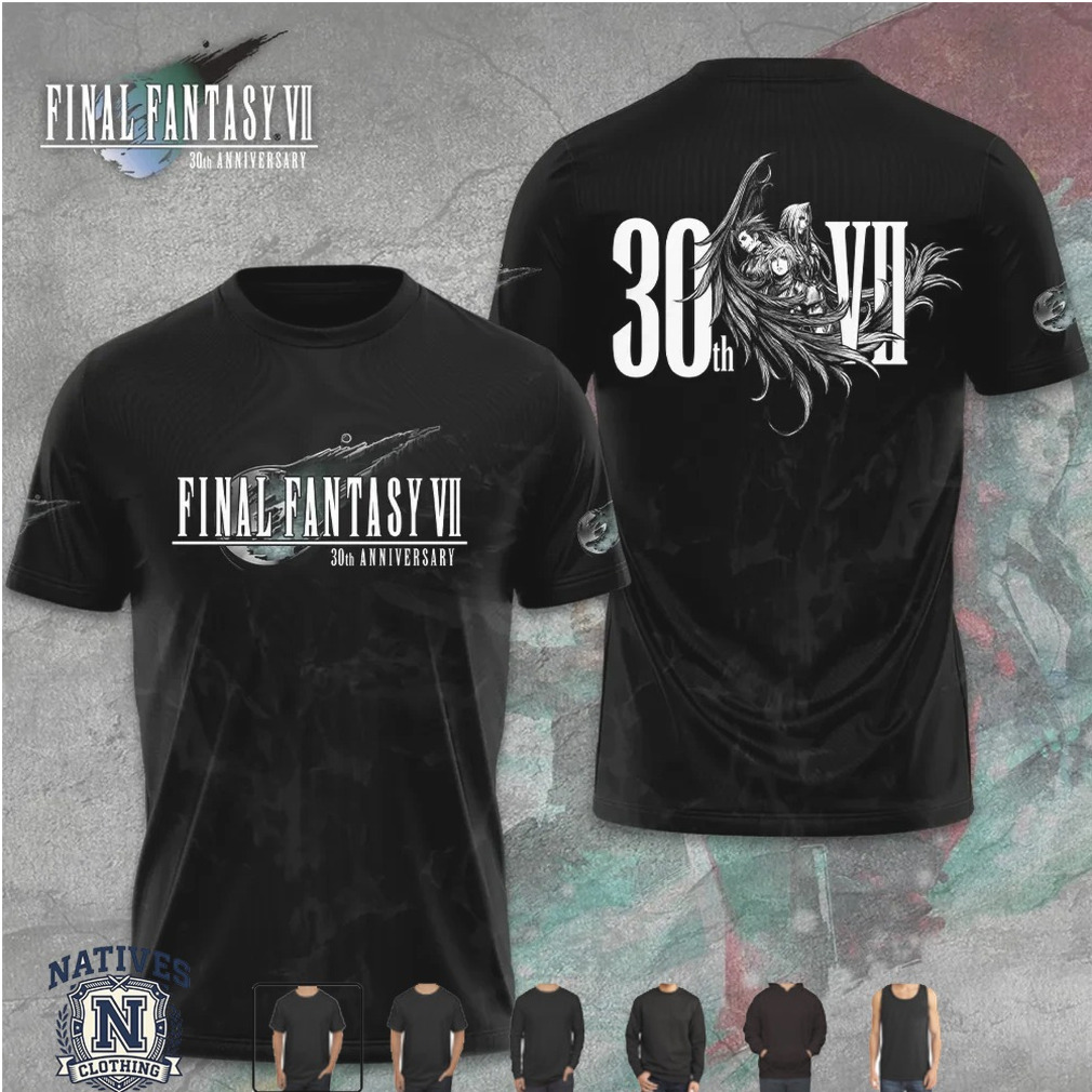 Final Fantasy VII 30th Anniversary Logo Crest Emblem Graphic T Shirt Final Fantasy VII 30th Anniversary Logo Crest Emblem Graphic T Shirt