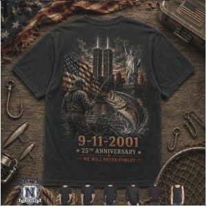 Fishing 9 11 2001 25th Anniversary Memorial T Shirt