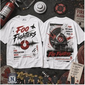 Foo Fighters Fire Prevention Week Helmet Vintage Rock Band T Shirt