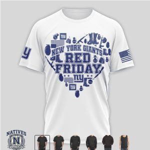 New York Giants Red Friday Military Heart Graphic T Shirt