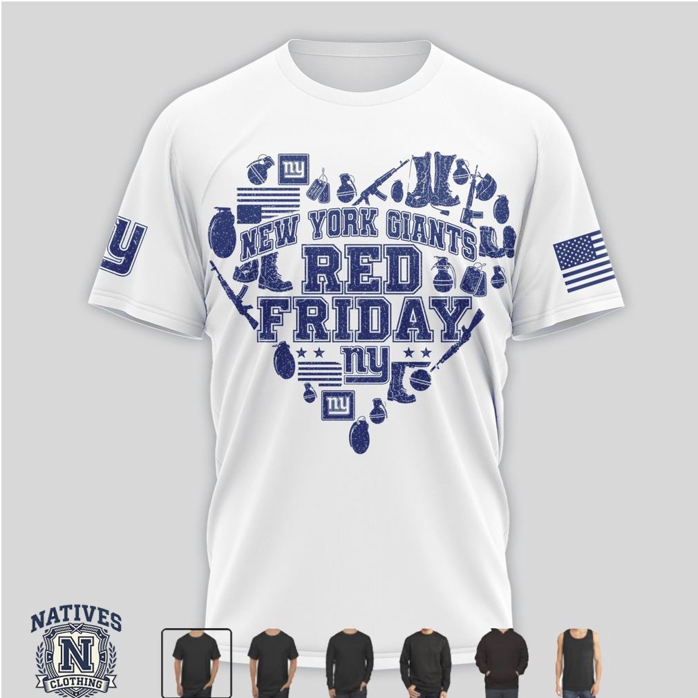 New York Giants Red Friday Military Heart Graphic T Shirt New York Giants Red Friday Military Heart Graphic T Shirt