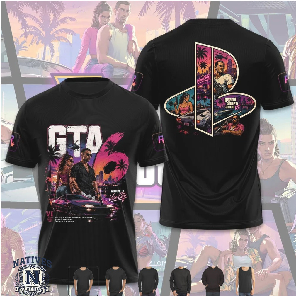 GTA 6 Vice City PlayStation Retro Aesthetic Graphic T Shirt GTA 6 Vice City PlayStation Retro Aesthetic Graphic T Shirt