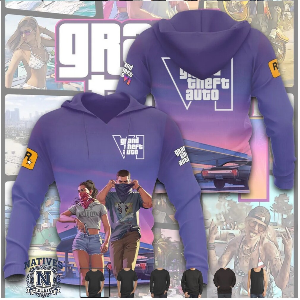 GTA VI Vice City Neon Aesthetic Rockstar Games Gaming Hoodie GTA VI Vice City Neon Aesthetic Rockstar Games Gaming Hoodie