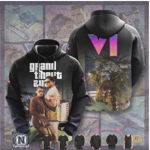 GTA VI Vice City Retro Sunset Couple Classic Graphic T Shirt