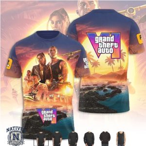 GTA VI Vice City Sunrise Helicopter Aerial View Graphic T Shirt