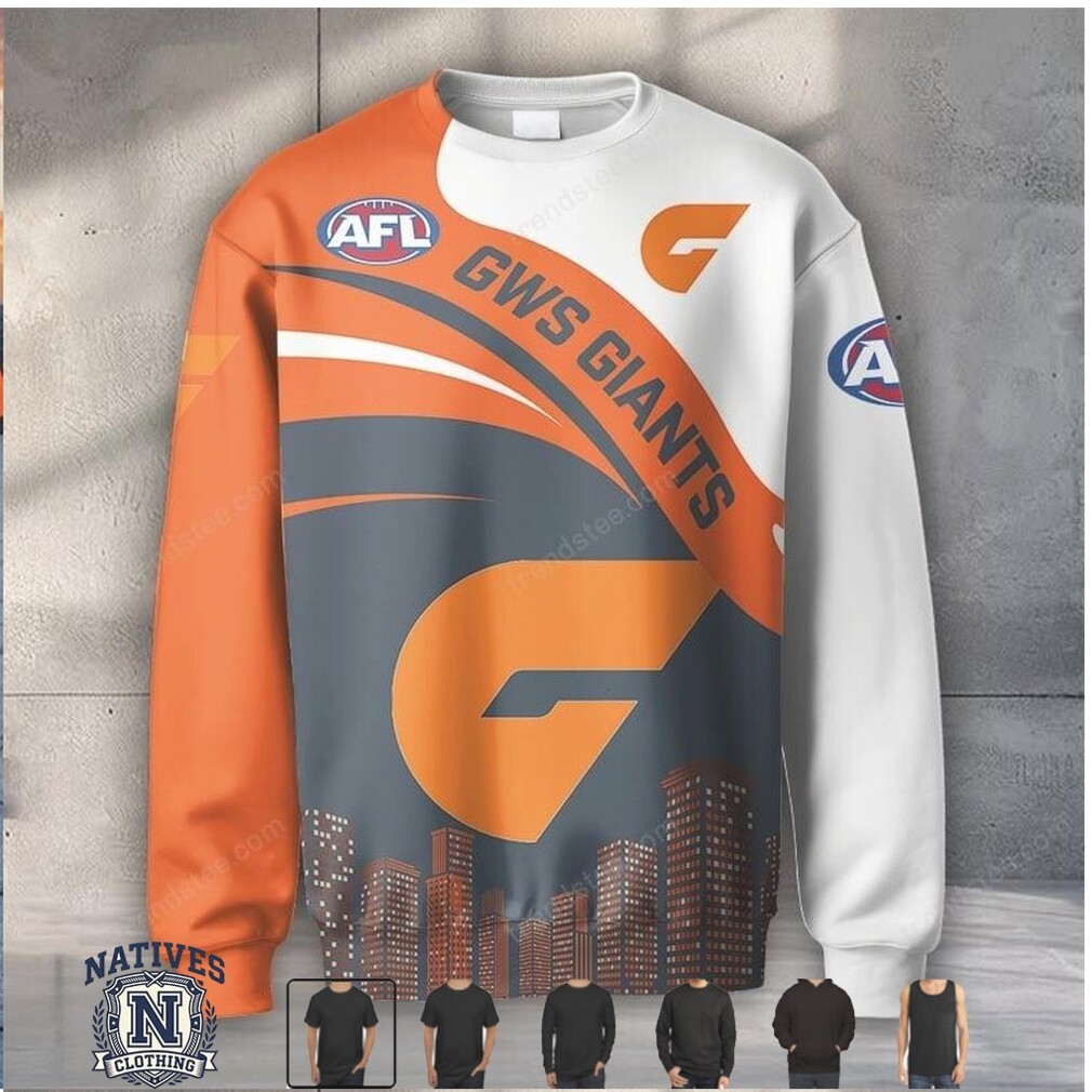 GWS Giants AFL City Skyline Graphic Printed T Shirt Hoodie GWS Giants AFL City Skyline Graphic Printed T Shirt Hoodie