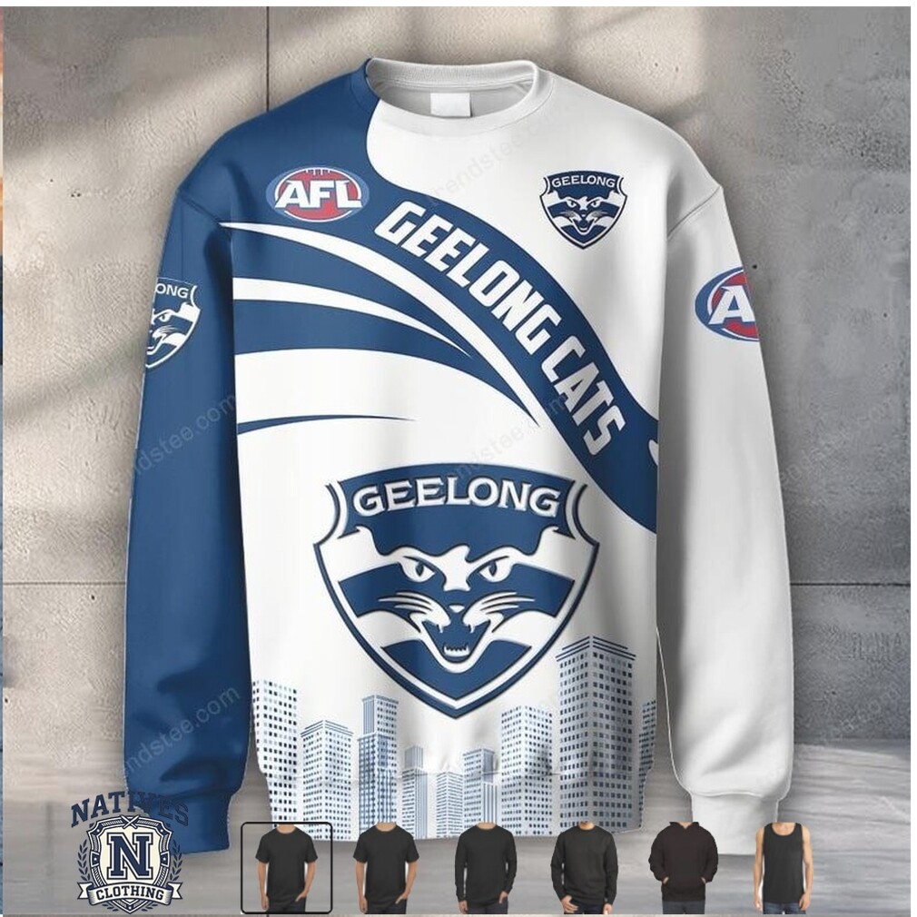 Geelong Cats AFL City Skyline Graphic Hoodie Geelong Cats AFL City Skyline Graphic Hoodie