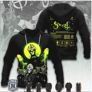 Ghost Band Papal Power Neon Green Lightning Graphic T Shirt