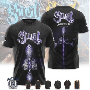 Ghost Band Skeletour Papa Emeritus Purple Skull Metal T Shirt
