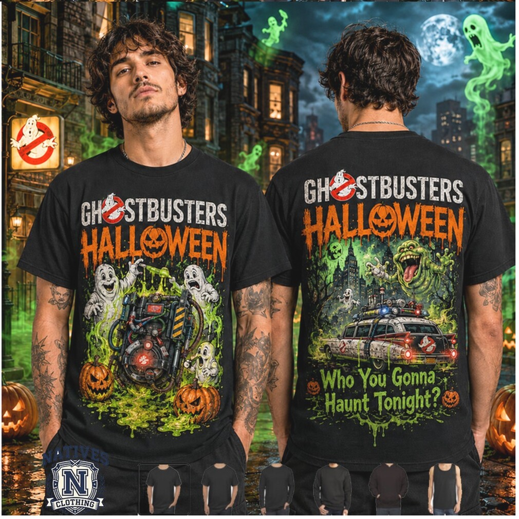 Ghostbusters Halloween Slimer Ecto 1 Spooky Haunted Car T Shirt Ghostbusters Halloween Slimer Ecto 1 Spooky Haunted Car T Shirt