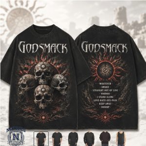 Godsmack Skull Sun Graphic Heavy Metal Rock Band Tour T Shirt