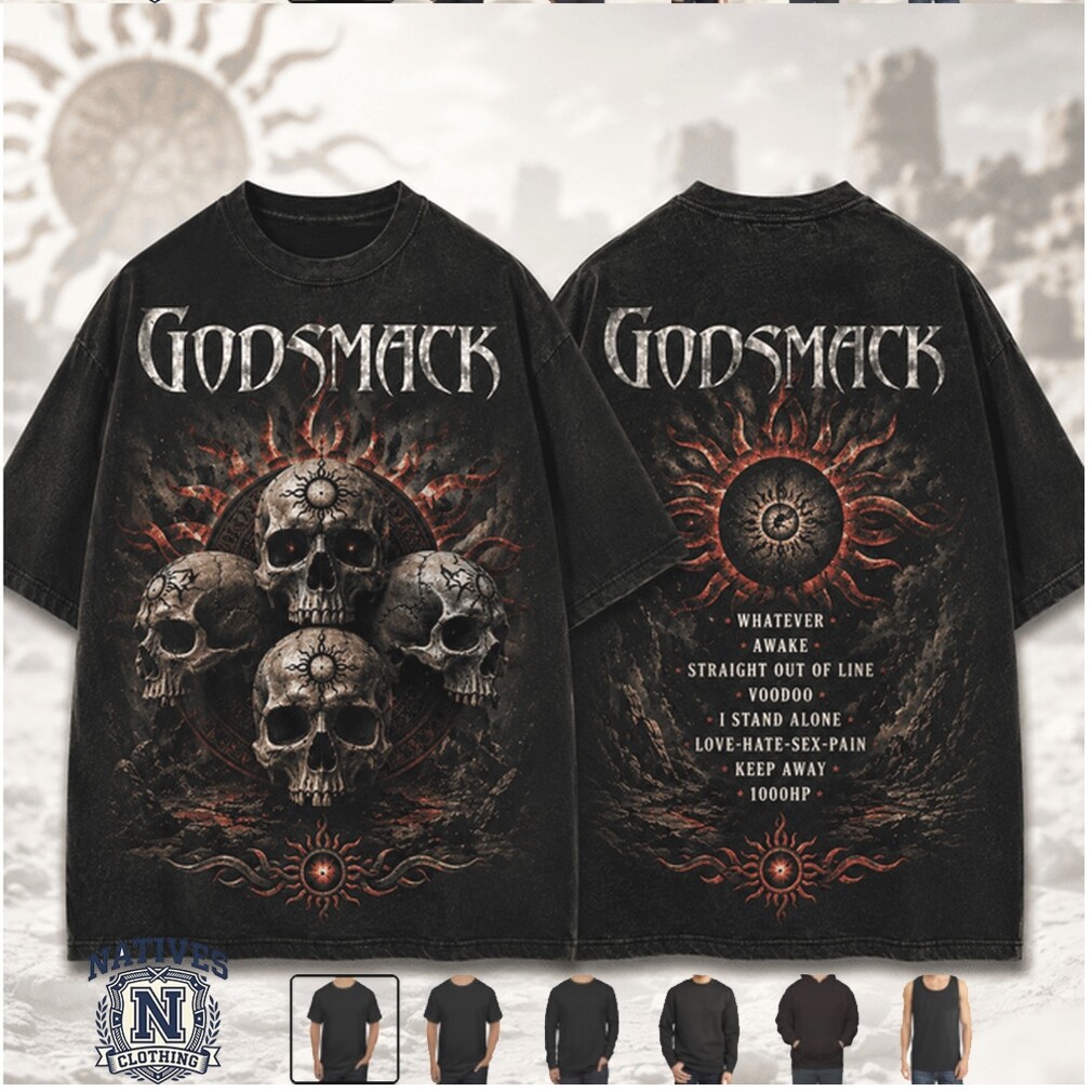 Godsmack Skull Sun Graphic Heavy Metal Rock Band Tour T Shirt Godsmack Skull Sun Graphic Heavy Metal Rock Band Tour T Shirt