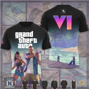 Grand Theft Auto VI Pier Standoff Action Duo Gaming Graphic T Shirt