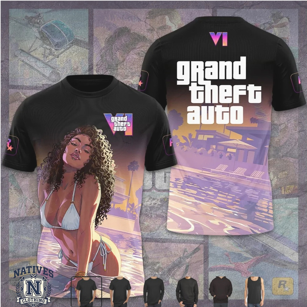 Grand Theft Auto VI Tropical Poolside Aesthetic Graphic T Shirt Grand Theft Auto VI Tropical Poolside Aesthetic Graphic T Shirt