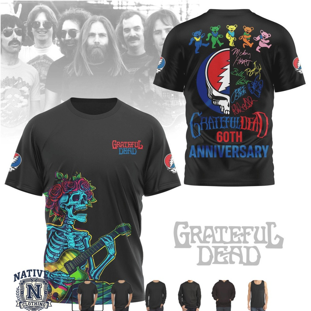 Grateful Dead 60th Anniversary Dancing Bear Skeleton T Shirt Grateful Dead 60th Anniversary Dancing Bear Skeleton T Shirt