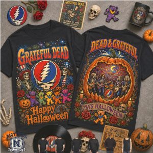 Grateful Dead Skeleton Pumpkin Happy Halloween T Shirt