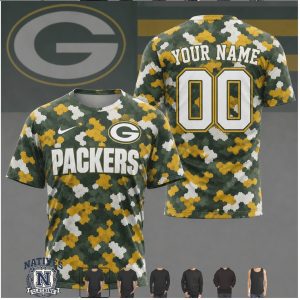Green Bay Packers Camo Custom Name Number Performance T Shirt