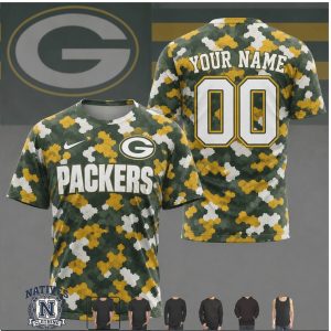 Green Bay Packers Camo Custom Name Number Performance T Shirt