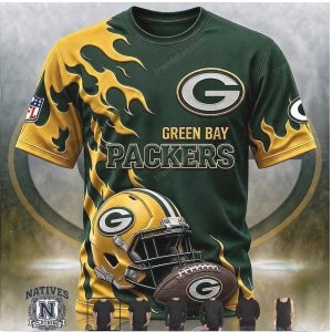 Green Bay Packers Flames Football Helmet Hoodie