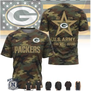 Green Bay Packers US Army Salute To Service Camo T Shirt
