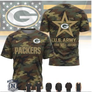 Green Bay Packers US Army Salute To Service Camo T Shirt