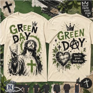 Green Day Jesus Faith Over Fear Christian Rock T Shirt