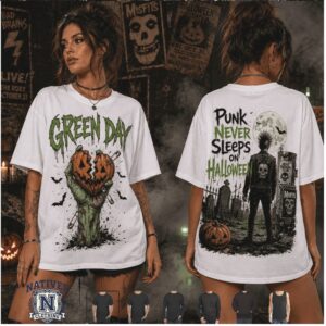 Green Day Pumpkin Zombie Hand Halloween Rock Band T Shirt
