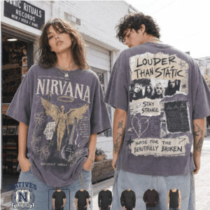 Grunge Rock Nirvana Angel Guitar Louder Than Static T Shirt