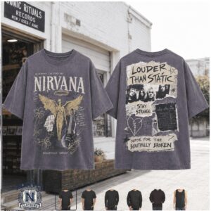 Grunge Rock Nirvana Angel Guitar Louder Than Static T Shirt