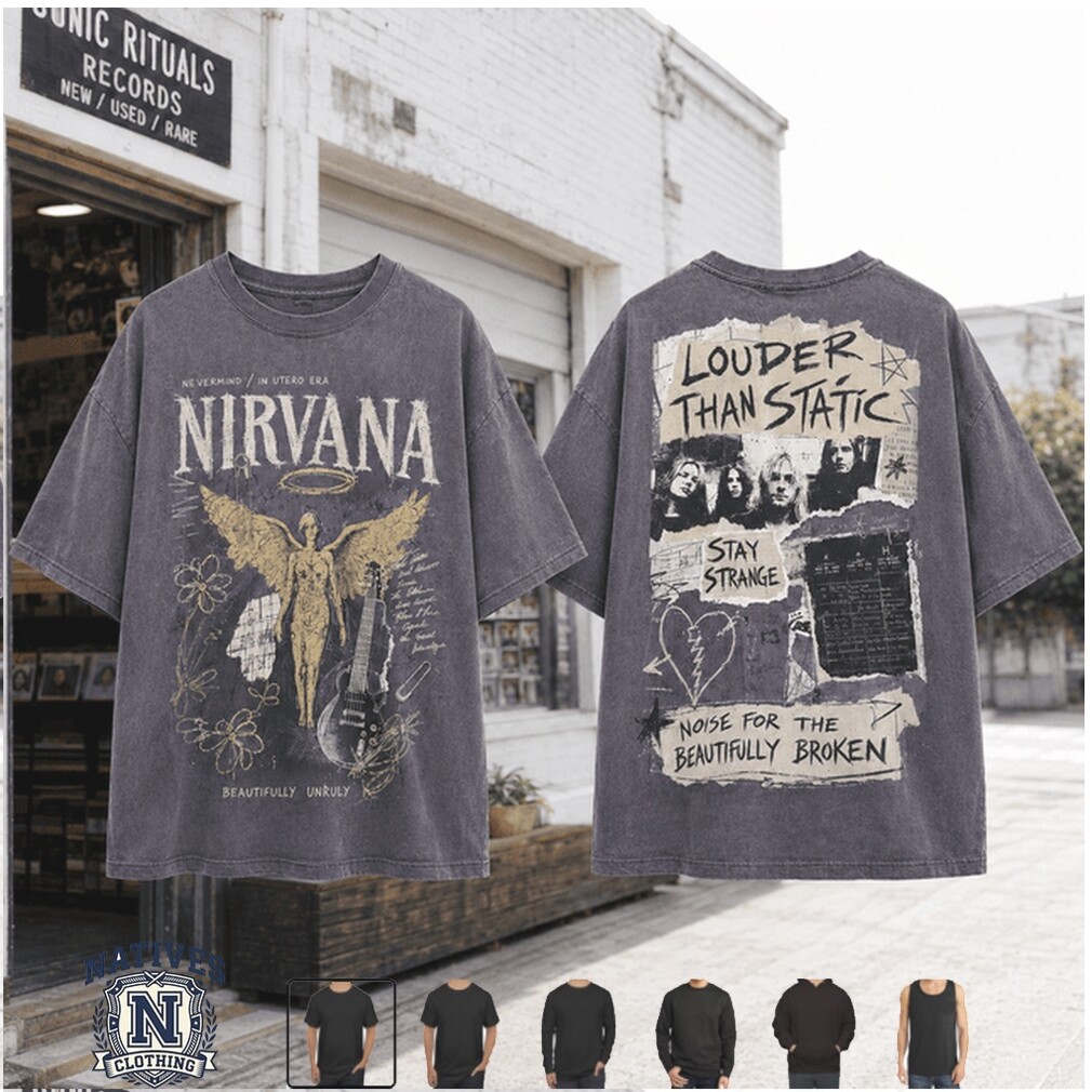 Grunge Rock Nirvana Angel Guitar Louder Than Static T Shirt Grunge Rock Nirvana Angel Guitar Louder Than Static T Shirt