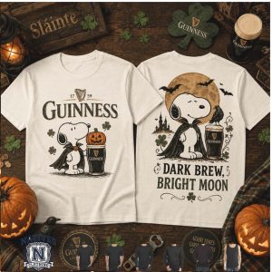 Guinness Snoopy Vampire Dark Brew Bright Moon St Patricks Halloween T Shirt