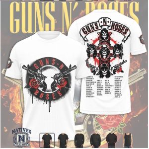 Guns N Roses Skull Cross Roses Vintage Style Tour T Shirt