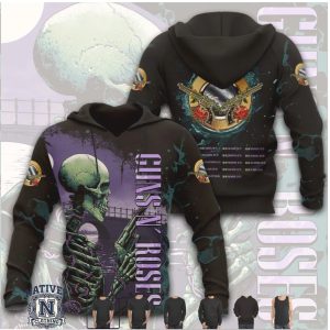 Guns N Roses World Tour 2026 Bridge Skeleton Rose Graphic T Shirt